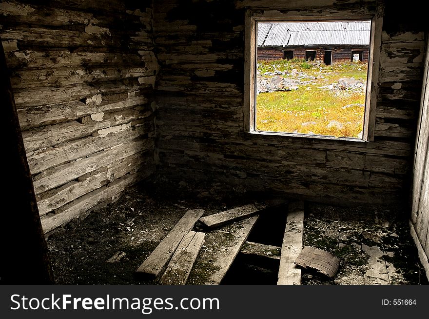 Old barrack in the window