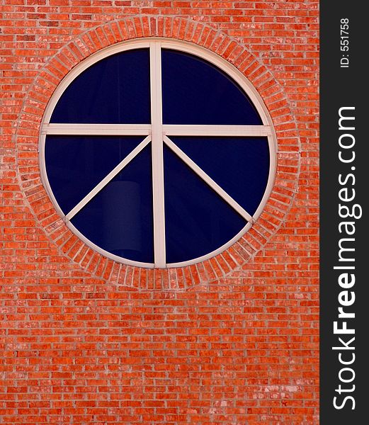 Modern window on brick building