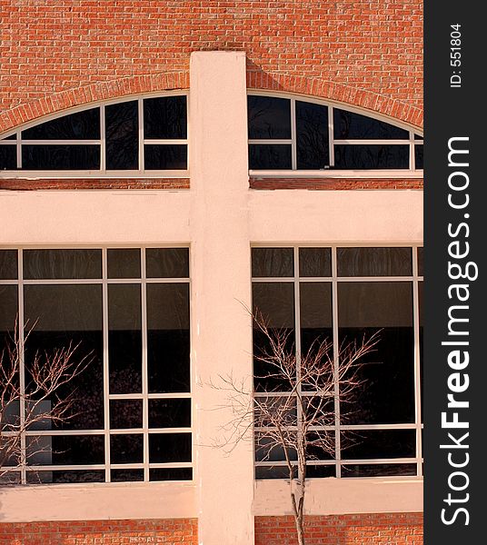 Cross on window of church