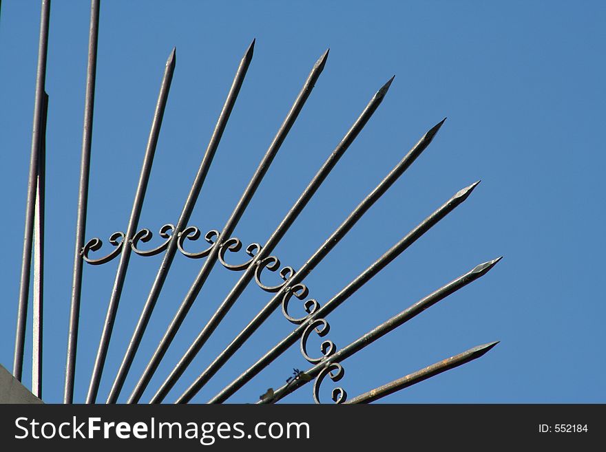 Iron fence decoration looking to the sky. Iron fence decoration looking to the sky