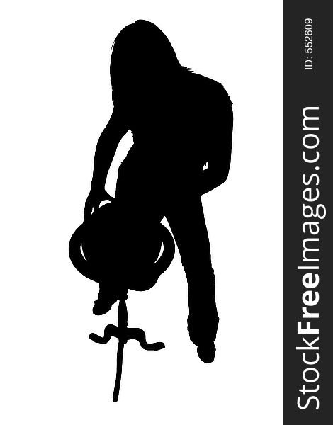 Silhouette With Clipping Path of Woman with Globe