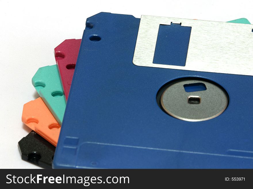 Colourful floppy disks.