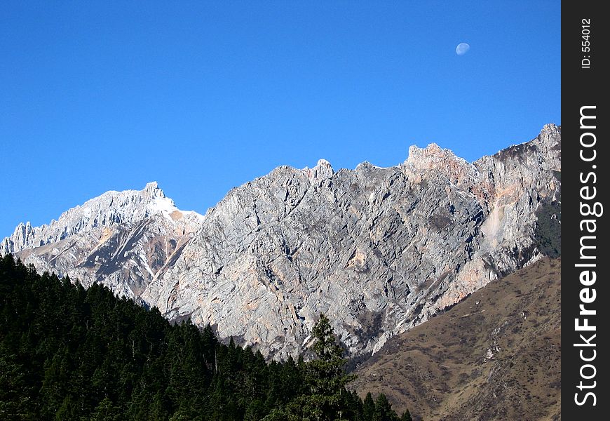 Moon over mountains