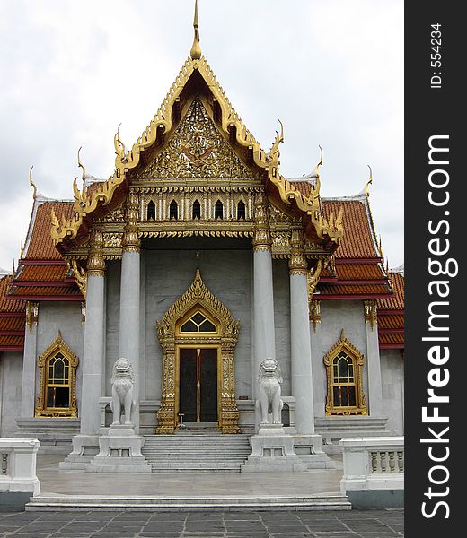 White marble temple in Bangkok. White marble temple in Bangkok