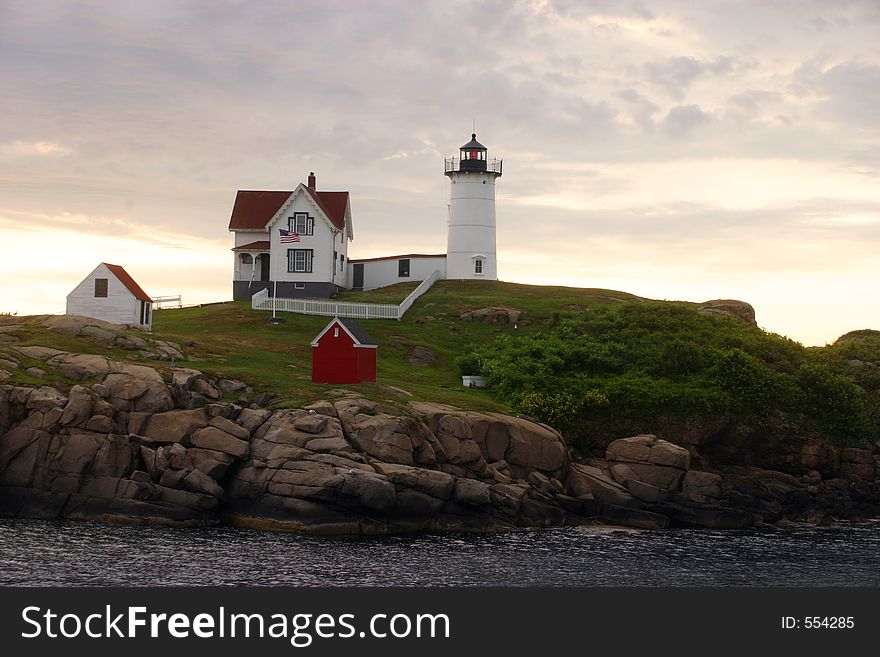 A historic lighthouse on the coast of Maine. A historic lighthouse on the coast of Maine