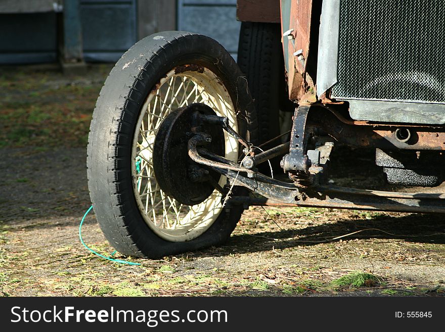 Wheel of vintage car