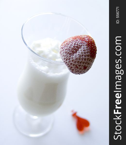 Milky cocktail. When frozen strawberry is melting, frozen heart is also melting for love