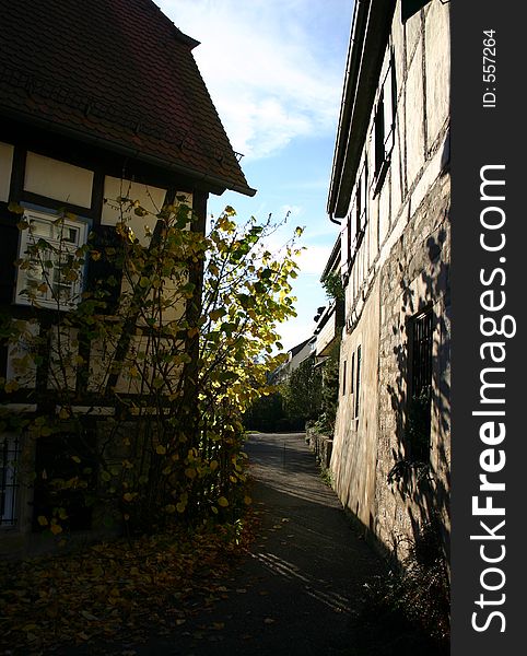 Alley in a small village belonging to a German monastery. Alley in a small village belonging to a German monastery