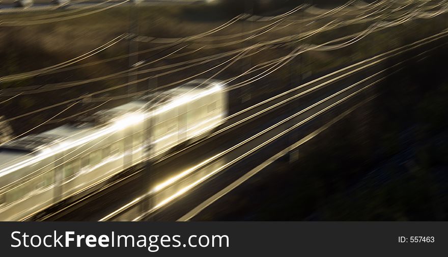 Highspeed train in motion, blurry image.