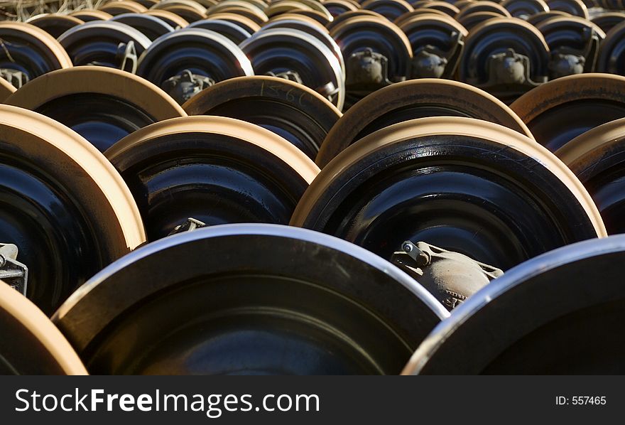 Hundreds of trainwheels after being made. Hundreds of trainwheels after being made.
