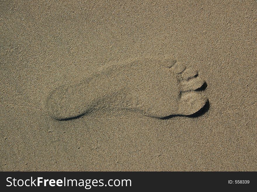 Footprint in sand. Footprint in sand