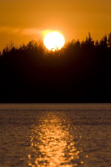 Sunset On Forest Lake Stock Images Sunset On Forest Lake Stock Images