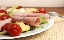 Fresh Salad With Cold Meat, Greens And Peppers Stock Photo Fresh Salad With Cold Meat, Greens And Peppers Stock Photo
