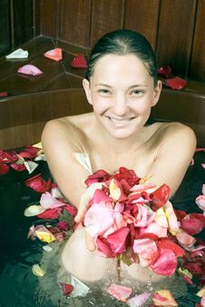 Woman At Spa Soaking In Large Bathtub - Close-up Stock Photography Woman At Spa Soaking In Large Bathtub - Close-up Stock Photography