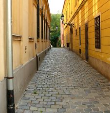 Cobblestone Narrow Street Royalty Free Stock Photography