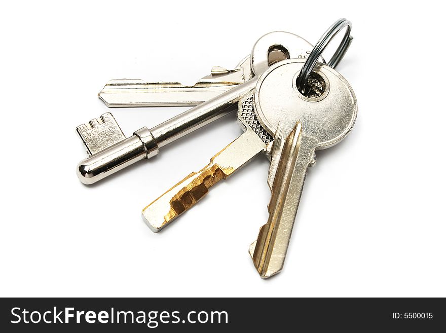 A bunch of keys isolated on white background.