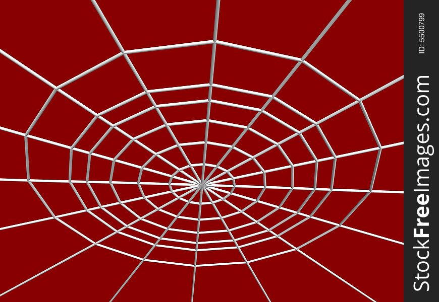 3d spider web isolated on red background