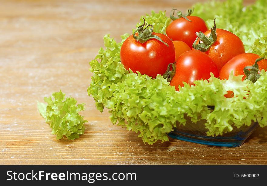 Fresh salad with tomatoes high resolution image