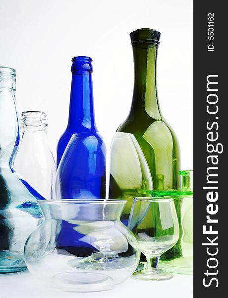 An image of bottles of wine on white background