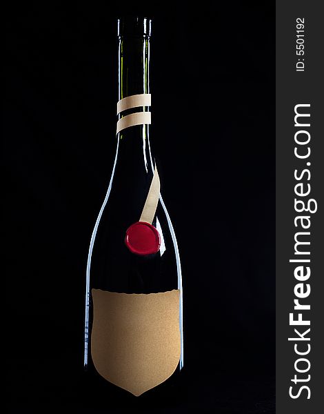 An image of bottle of wine on black background