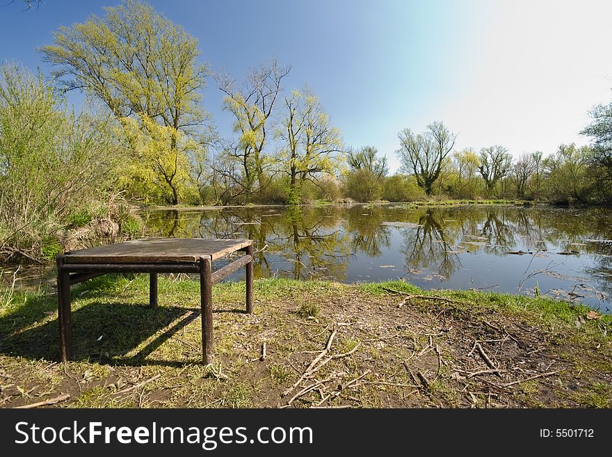 Table On Lake Coast