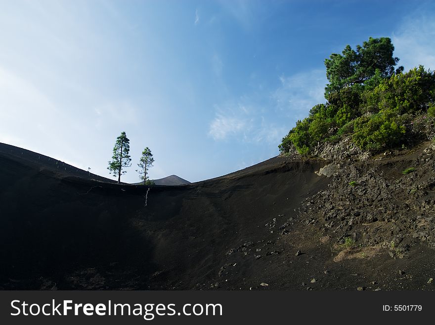 Black volcano landscape in La Palma Canary Islands (el pilar)