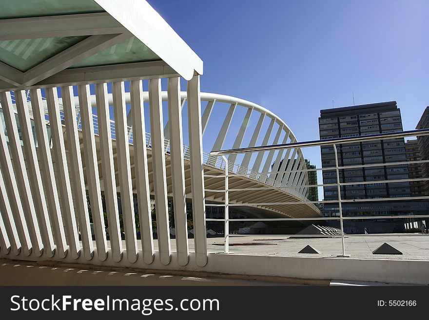 An architectural bridge located in Valencia. Look at how the lines gives a dynamic flow to the photo. An architectural bridge located in Valencia. Look at how the lines gives a dynamic flow to the photo.