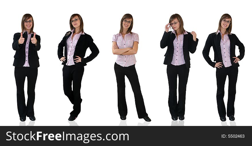 Young business girls over a white background