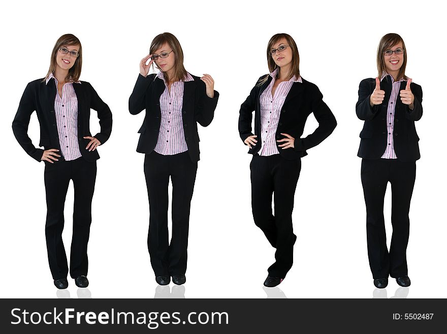 Young business girls over a white background