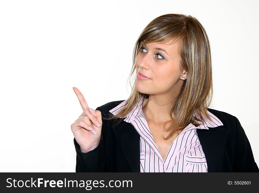 Young business girl over a white background