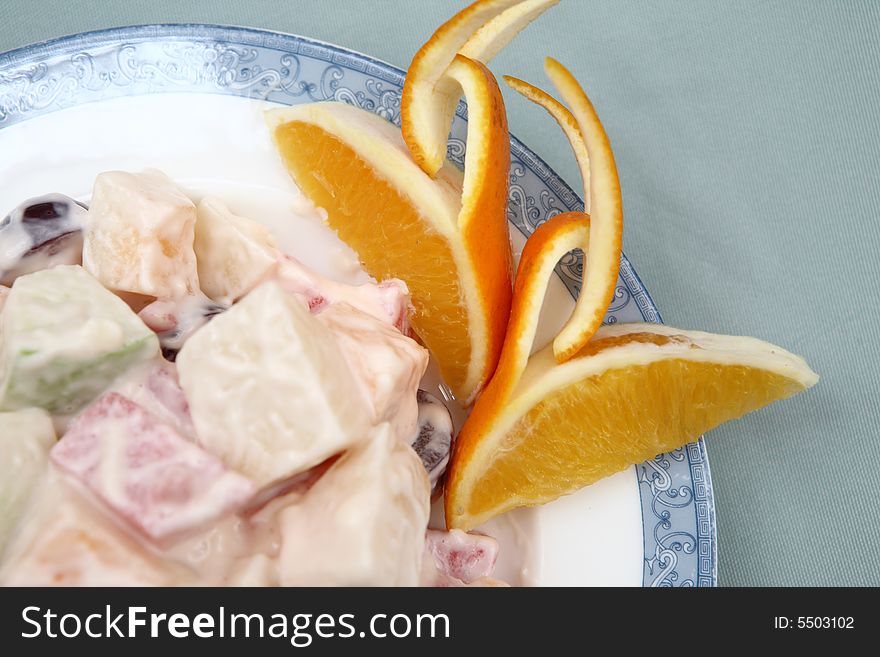 Appetizing salad on a plate. Close up