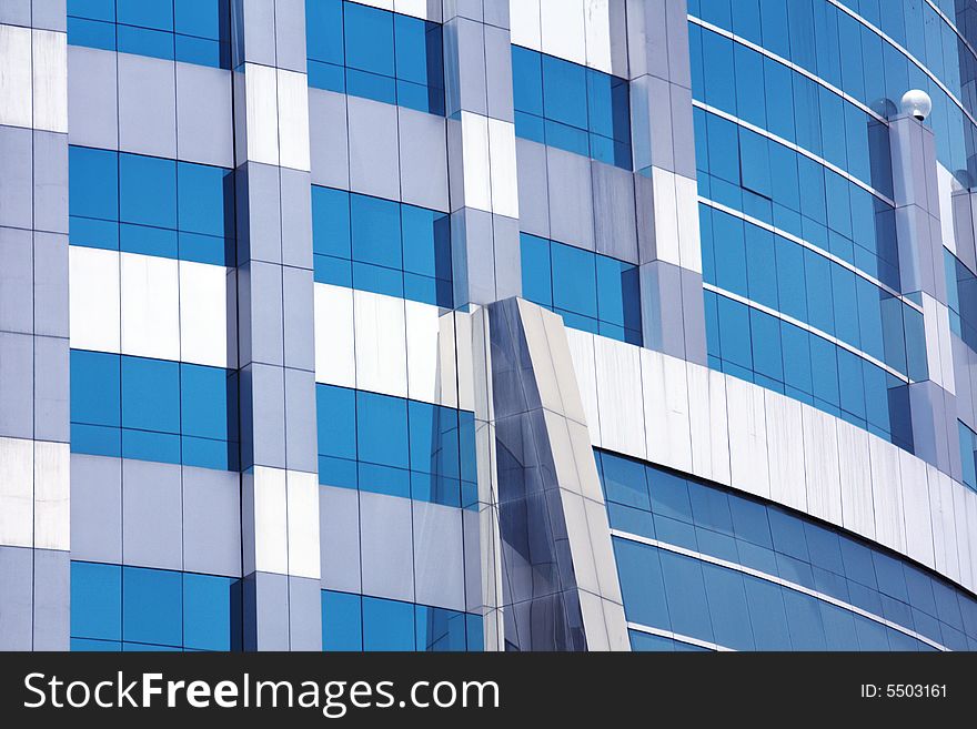 Blue and silver corporate office building. Blue and silver corporate office building