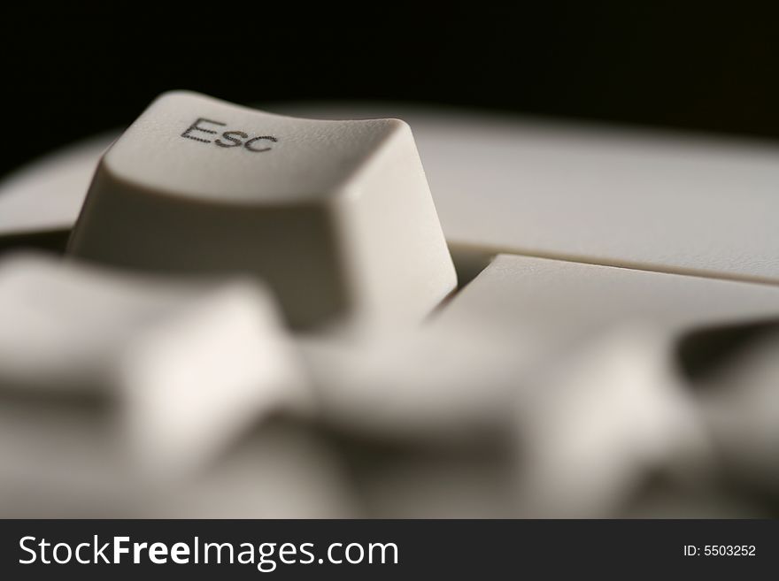 Macro shot of ESC key on computer keyboard