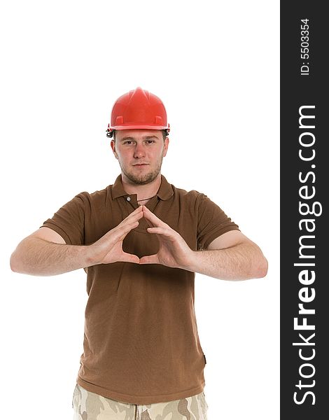 Casual worker on white background