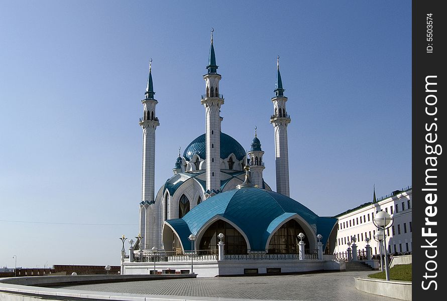 Springtime.Kazan.Kremlin.Mosque Kul-Sharif.The Complex on the part of wall flint.