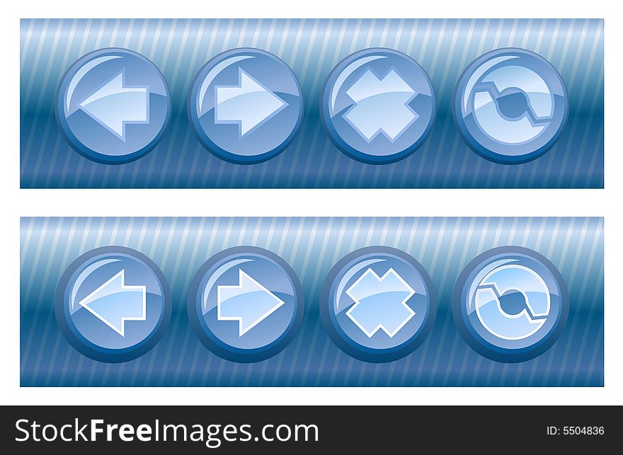 Set of vector browser buttons, on and off position