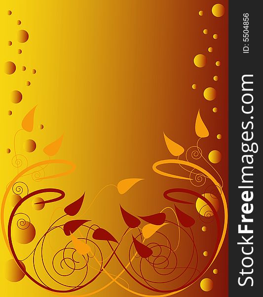 Leaves, Curls, and Spheres are Featured in an Abstract Background Illustration. Leaves, Curls, and Spheres are Featured in an Abstract Background Illustration.