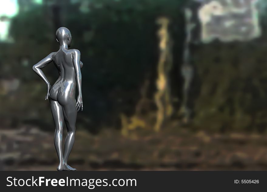 3d metal model of woman body. 3d metal model of woman body