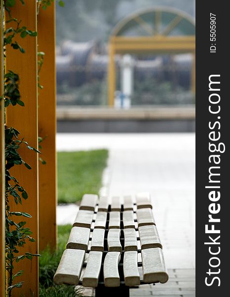 A bench in the garden.