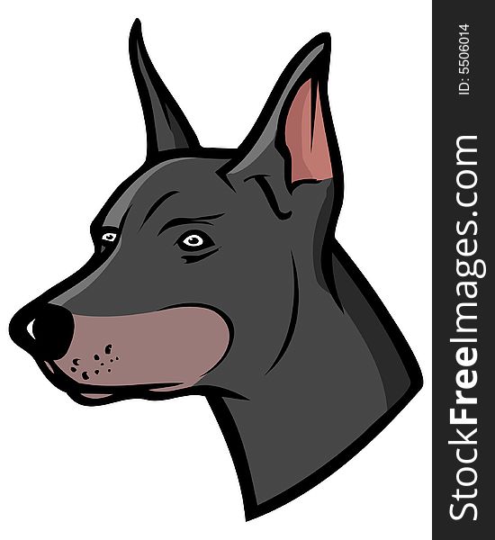 Cartoon illustration of a Doberman