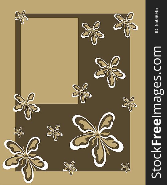 Abstraction drawing flower on brown background