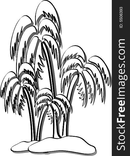 Silhouette illustration of coconut tree