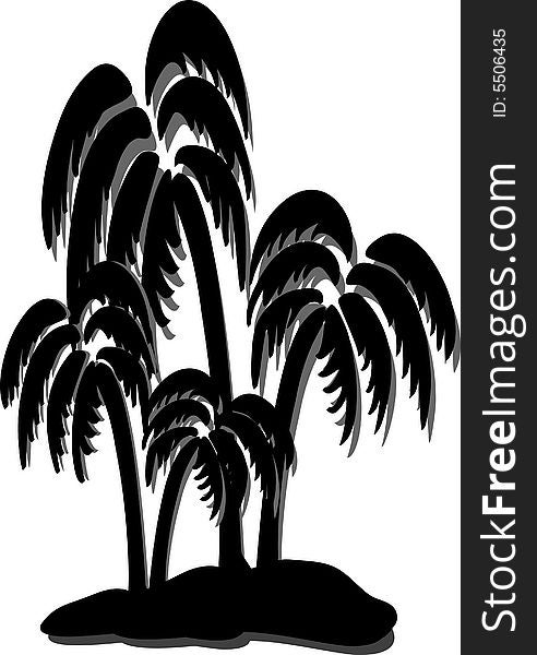 Silhouette illustration of coconut tree