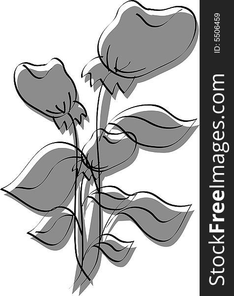 Silhouette illustration of rose buds