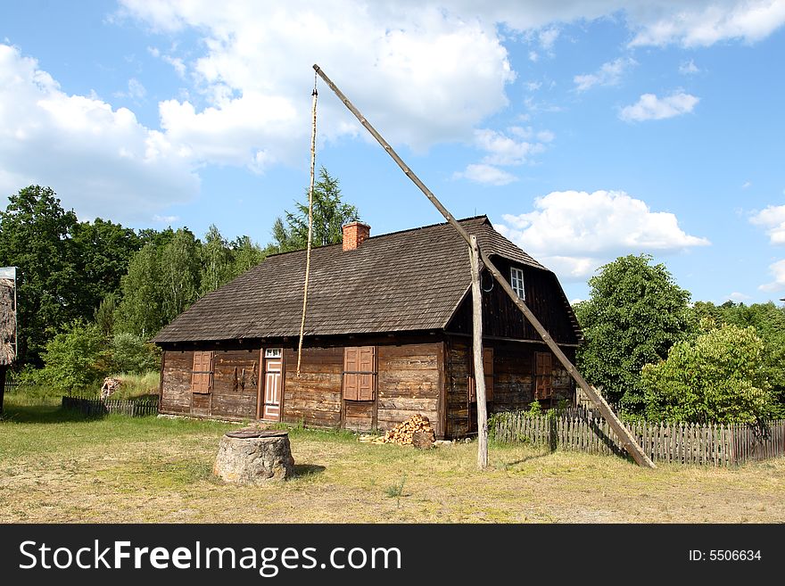 Old house with blue sky in background