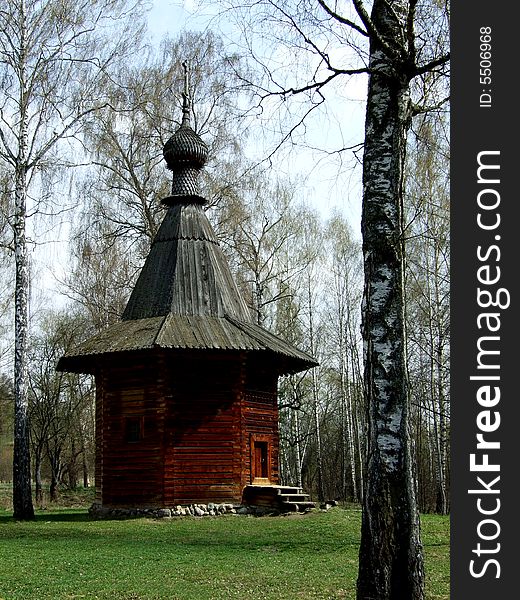 Chapel in Russia, wooden architecture, birch. Chapel in Russia, wooden architecture, birch