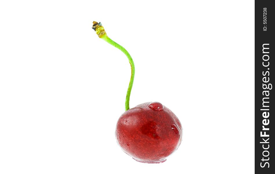 Ripe cherry isolated on the white background