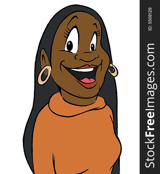 Cartoon illustration of a smiling lady