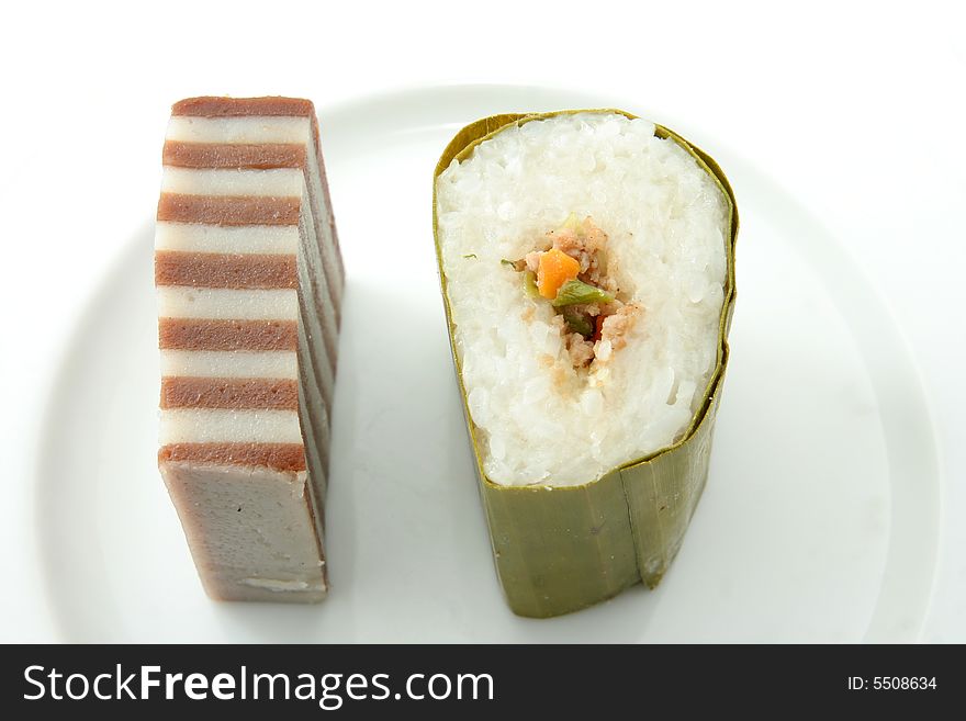 Layer cake and lemper cake from indonesia