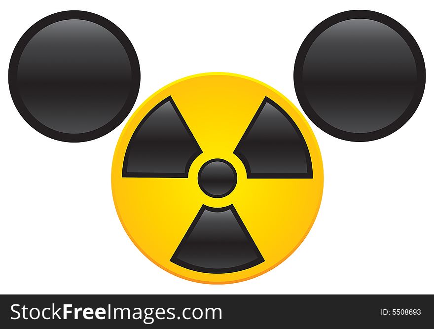 Mouse-like biohazard sign of radioactive stuff, tested on animals. Mouse-like biohazard sign of radioactive stuff, tested on animals.